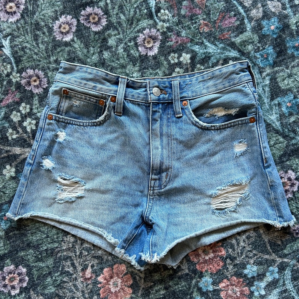 American Eagle Distressed Blue Denim Shorts